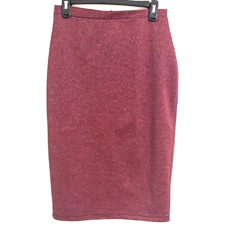 I ♥️ Rolsom Size Small Coquette Midi Fun Glam Cranberry Pencil Skirt